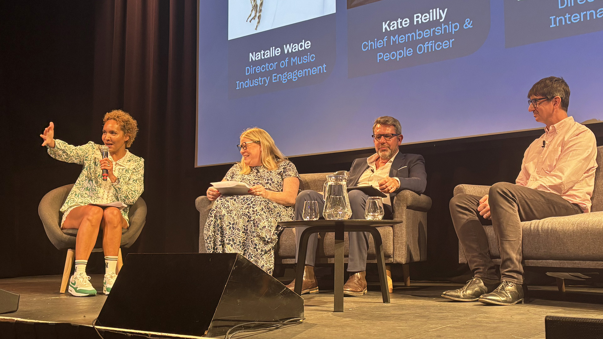 Panel discussion at PPL's AGM 2025. Left to right: Natalie Wade, Kate Reilly, Laurence Oxenbury, Dave Goggin.