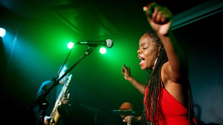 Jazz singer performing in nightclub